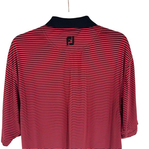 Footjoy Shirt Mens Medium Red Black Polo Golf Short Sleeve Performance Golfer - Picture 9 of 13